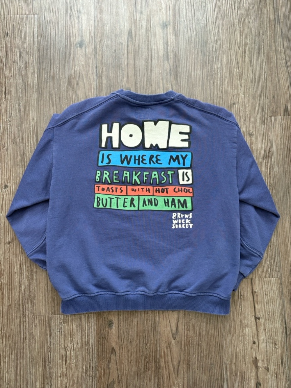ZARA BREAKFAST GRAPHIC BLUE CREWNECK SWEATSHIRT BOYS 11-12 YEARS